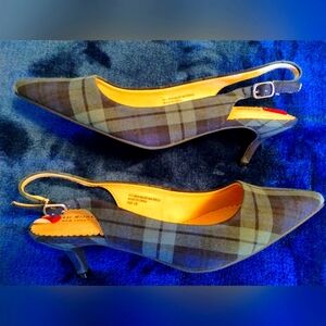 Isaac Mizrahi Stylish Plaid Slingback Heels